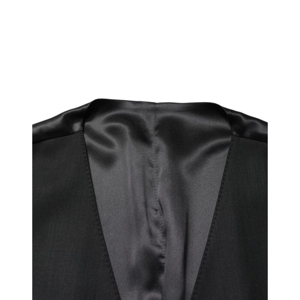 Dolce & Gabbana Black Wool Single Breasted Men Waistcoat Men's Vest
